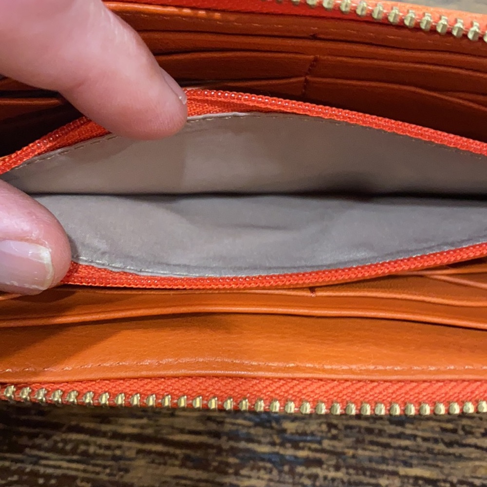 Cole Haan Heritage Weave  Orange Leather Wallet - Picture 8 of 16